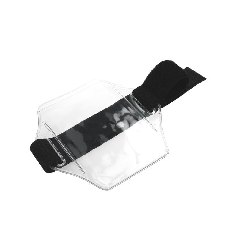 Billede af Sort vinyl justerbar armbånd kortholder / bæretaske blød plast. 60270288